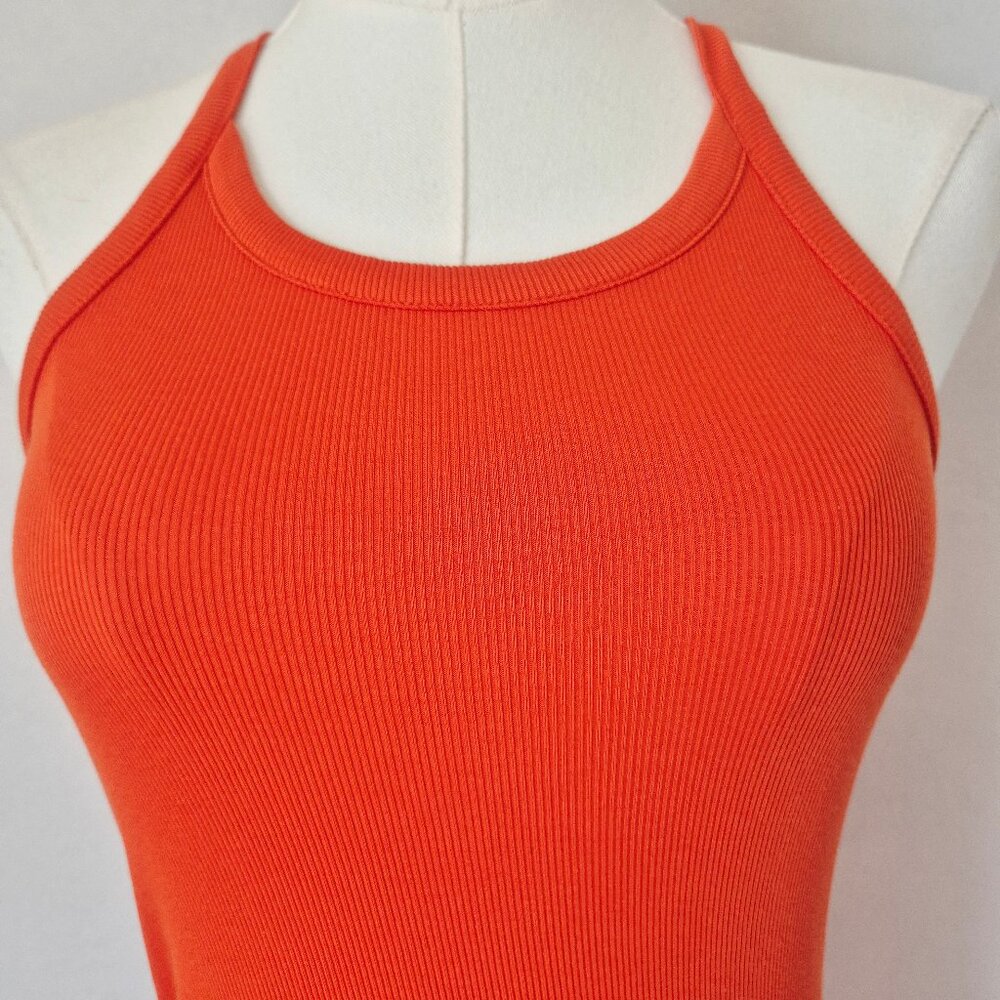 NWoT Madewell Supima Ribbed Knit Mini Tank Dress Stretchy Roasted Squash - Picture 6 of 14